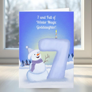 Petekind Geluksvriendin 7e verjaardag Sneeuwman Kaart