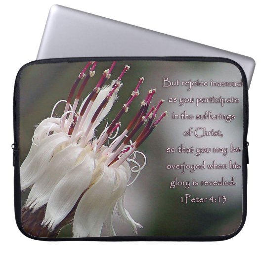 Peter 4:13 Inspirerend Floral Laptop Sleeve (Voorkant)