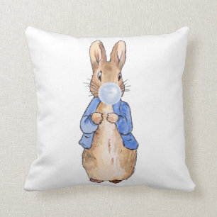 Peter Bblaast een Blauwe Bubbelgom Kussen