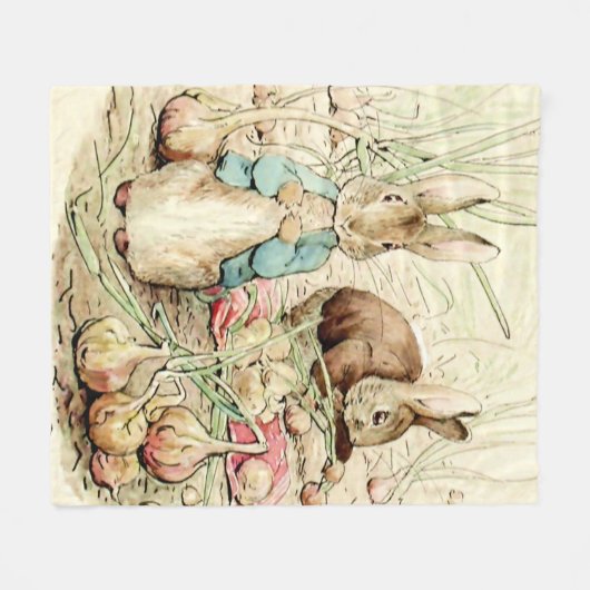 Peter & Benjamin Gather Onions by Beatrix Potter Fleece Deken (Voorkant (Horizontaal))