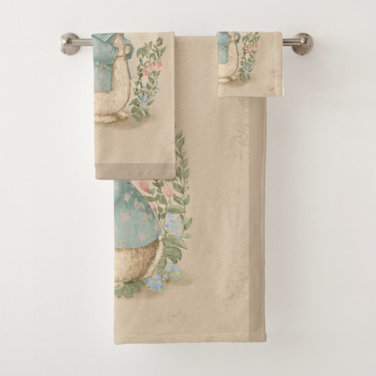 peter bunny met bloemen bad handdoek (Insitu)