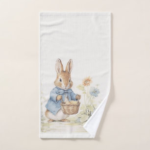 peter bunny met bloemen bad handdoek