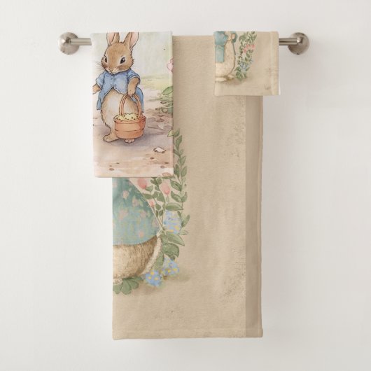  peter bunny met bloemen bad handdoek (Insitu)