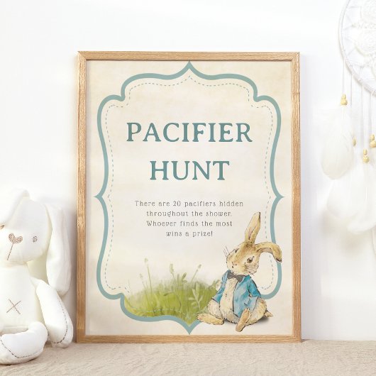 Peter de Konijn  Baby shower Fopspeen Hunt Poster