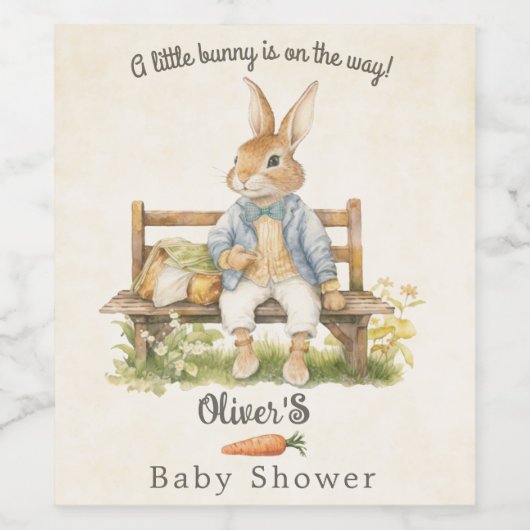 Peter De Konijn - Baby shower -  Wijn Etiket (Enkel label)
