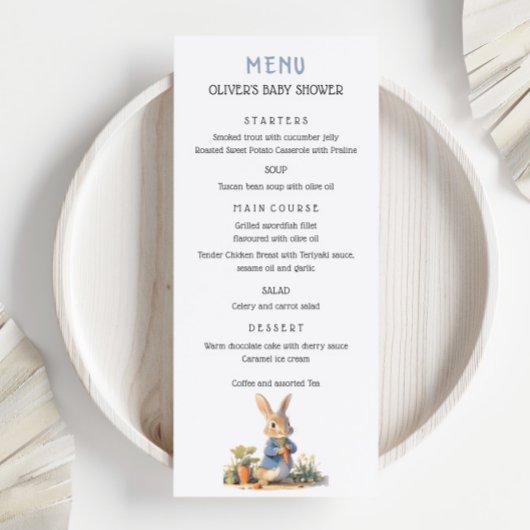 Peter De Konijn Blauw Baby shower Menu