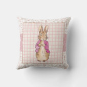 Peter de Konijn Check & Bloemen patroon Kussen (Achterkant)