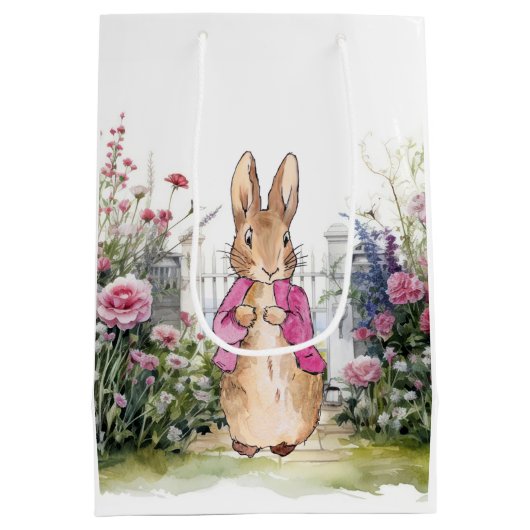 Peter de Konijn Roze Jas in zijn Tuin Medium Cadeauzakje (Achterkant)