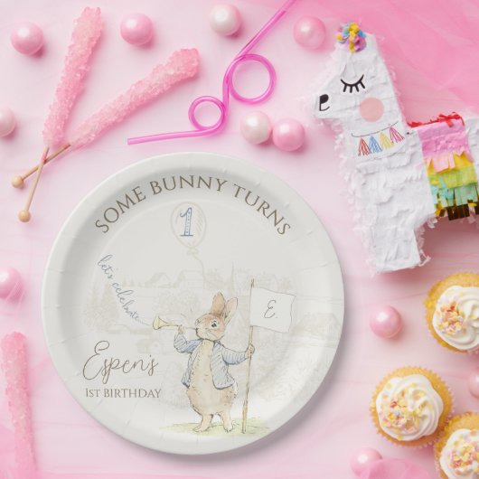 Peter de Konijn Soe Bunny 1e verjaardag Papieren Bordje (Feest)