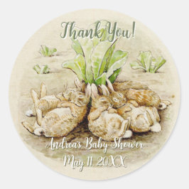 Peter de Konijn Tuin Baby shower Dank u Ronde Sticker