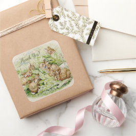 Peter de Konijn Tuin Baby shower Dank u Vierkante Sticker