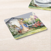 Peter de Konijn Tuinschuur Vierkante Kartonnen Onderzetter (Schuin)