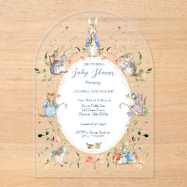 Peter de Konijn Wildflower Baby shower Acryl Acryl Uitnodigingen