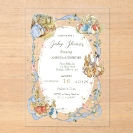 Peter de Konijn Wildflower Ribbon Baby shower Acryl Uitnodigingen