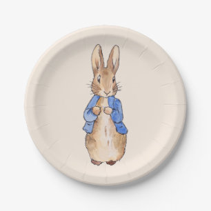 Peter de Rabbit Beige background Papieren Bordje