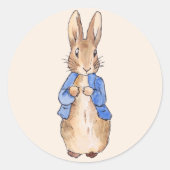 Peter de Rabbit Beige background Ronde Sticker (Voorkant)