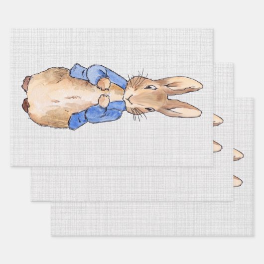 Peter de Rabbit Gray Linen achtergrond Inpakpapier Vel (Set)