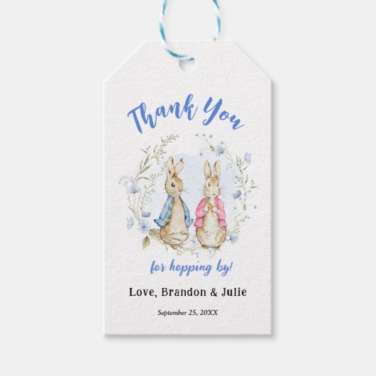Peter en Flopsy Bunny Verjaardag Gift Label Cadeaulabel (Voorkant)