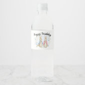 Peter en Flopsy Rabbit zijn jarig Waterfles Etiket (Voorkant)