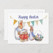 Peter en Josephine Bunny Easter Eggs Feestdagenkaart (Voorkant / Achterkant)