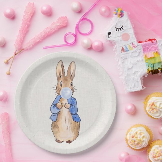 Peter het konijn blazen bubble gum papieren bordje (Feest)