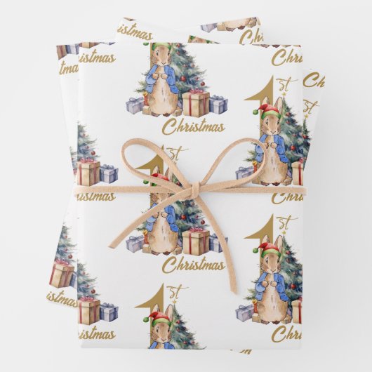Peter het konijn eerste kerst inpakpapier vel (In situ)