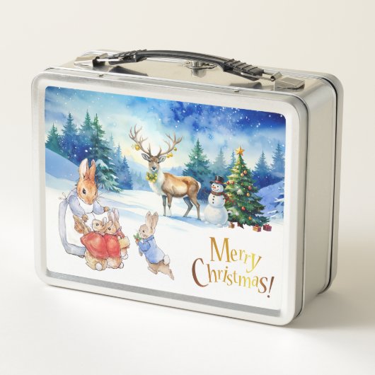 Peter het konijn en een rendier Vrolijk Kerstfeest (Achterkant)