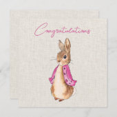 Peter het konijn Flopsy beige linnen achtergrond (Voorkant / Achterkant)