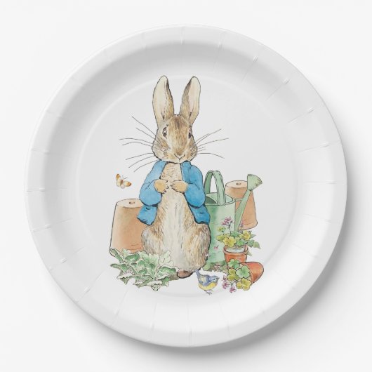 Peter het konijn in zijn tuin papieren bordje (Voorkant)