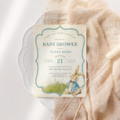 Peter het konijn is op weg naar  Baby shower Kaart