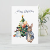 Peter het Konijn Kerstboom Feestdagenkaart (Staand voorkant)