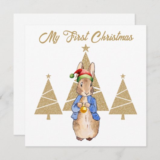 Peter het konijn Kerstman Hoed Eerste kerstboom Feestdagenkaart (Voorkant / Achterkant)