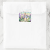 Peter het Konijn met aquarel lilla's Vierkante Sticker (Tas)