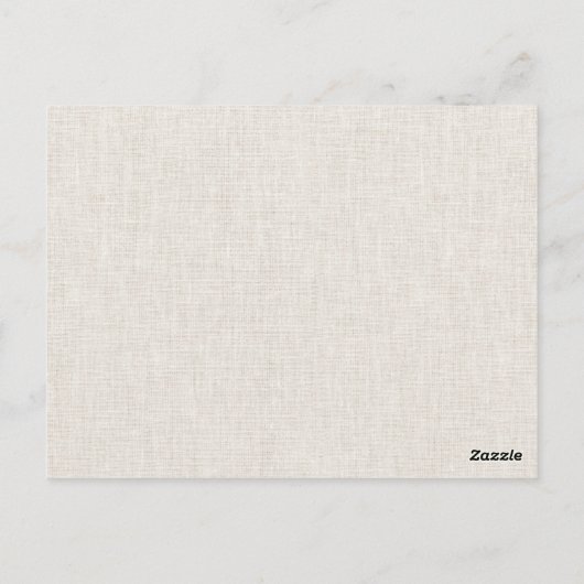 Peter het konijn met beige linnen achtergrond briefkaart (Achterkant)