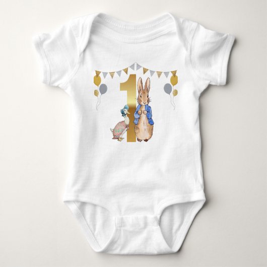 Peter het Konijn met Jemima Eerste Verjaardag Romper (Voorkant)