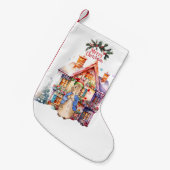 Peter het konijn met kersthuisje kleine kerstsok (Voorkant (Hangend))