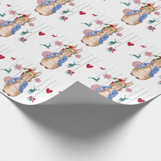 Peter het Konijn met kerstversiering Cadeaupapier (Hoek)