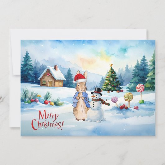 Peter het konijn Peperkoekhuis Feestdagenkaart (Voorkant)