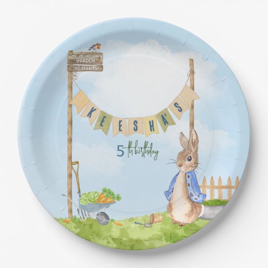 Peter het Konijn Verjaardagstuinfeest Papieren Bordje (Voorkant)