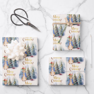 Peter het Konijn Vrolijke Kerstboom Inpakpapier Vel