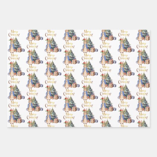 Peter het Konijn Vrolijke Kerstboom Inpakpapier Vel (Voorkant)