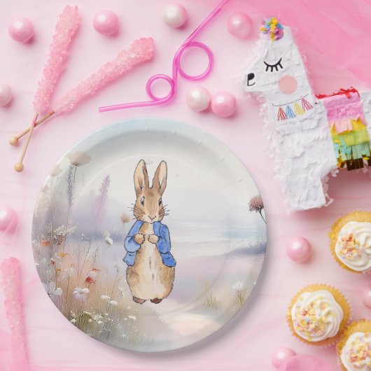 Peter het Konijn wilde bloemenveld Papieren Bordje (Feest)