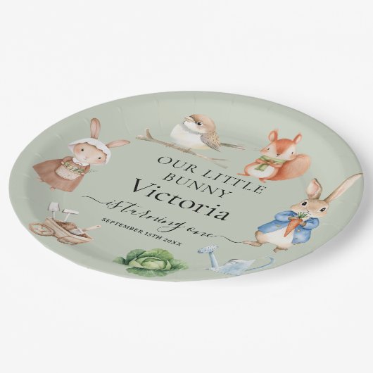 Peter Konijn Dieren Tuin Gereedschap Verjaardagsfe Papieren Bordje (Gekanteld)