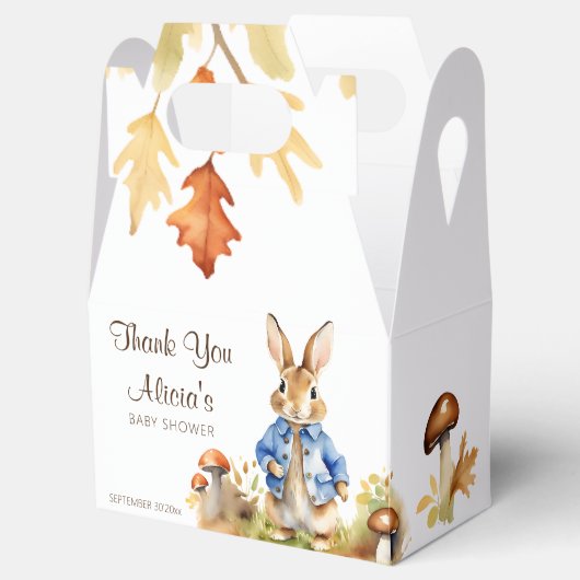 Peter konijn herfst thema baby shower sjabloon bedankdoosjes (Geopend)