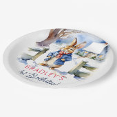 Peter konijn winter verjaardagsfeestje servies papieren bordje (Gekanteld)