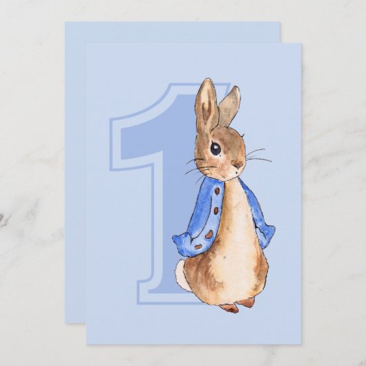 Peter le lapin première invitation d'anniversaire (Devant / Derrière)