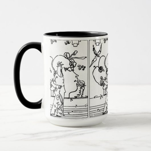 Peter Max 60s-stijl hoofdmeisjestekeningen Mok (Links)
