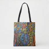 " peter max art style " bloemen en vase bag draagtas (Voorkant)