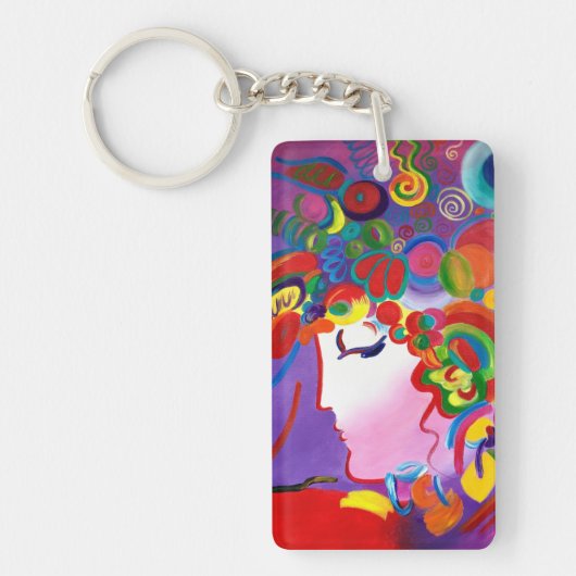 Peter Max Geïnspireerd Blushing Beauty Sleutelhang Sleutelhanger (Voorkant)
