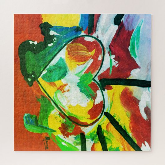 Peter Max kleurrijke waterverf Abstract hart Legpuzzel (Horizontaal)